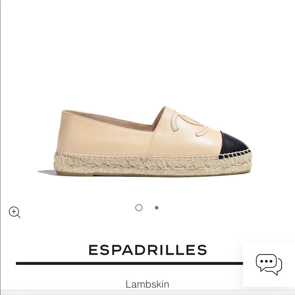 Chanel espadrilles nude tan and black lamb skin